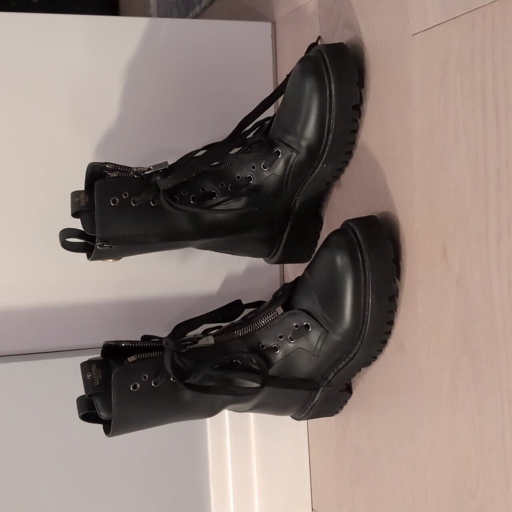 Valentino lace zip up combat boots
